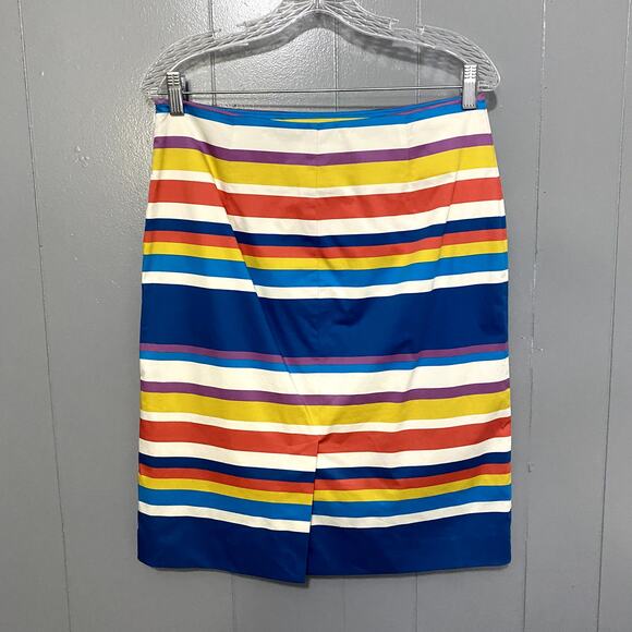 Boden Blue Colorful Straight & Pencil Striped Classic Office Preppy Skirt 8 - Picture 4 of 7